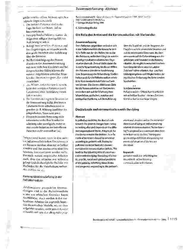 Vorschauseite 3: Die Rolle des Arztes und die Kommunikation mit Sterbenden