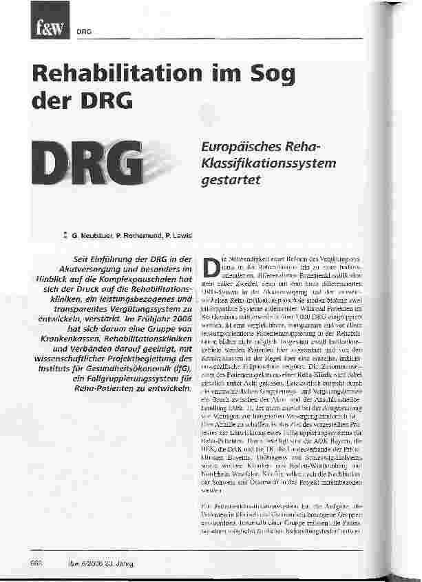 Vorschauseite 1: Rehabilitation im Sog der DRG