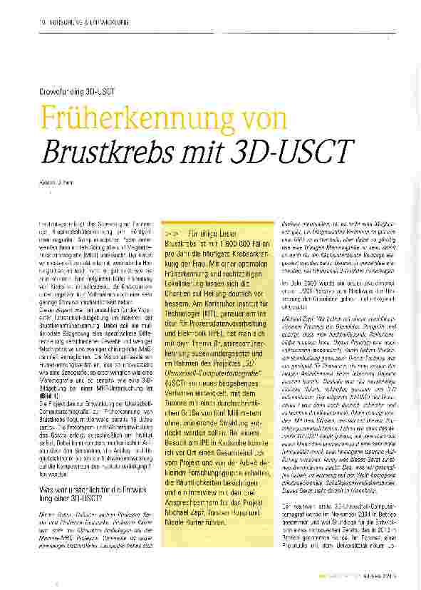 Vorschauseite 1: Früherkennung von Brustkrebs mit 3D-USCT