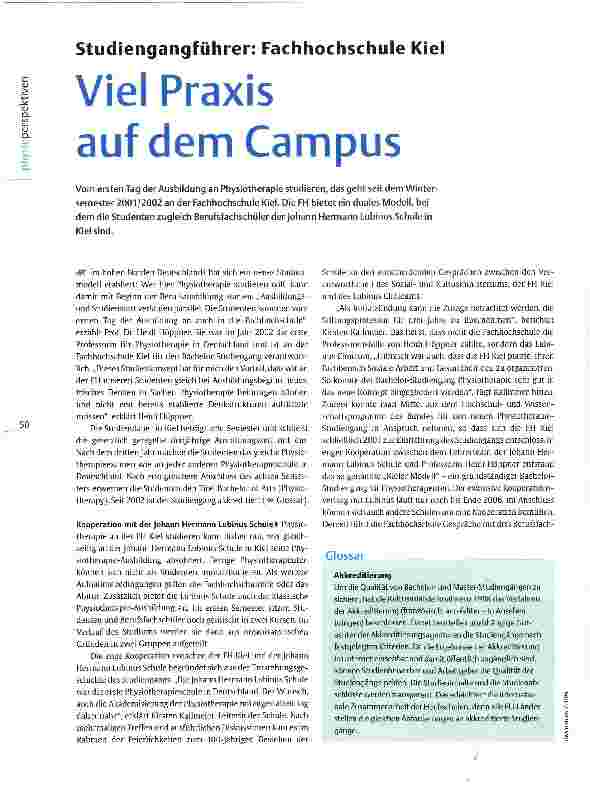 Vorschauseite 1: Studiengangführer: Fachhochschule KielViel Praxis auf dem Campus