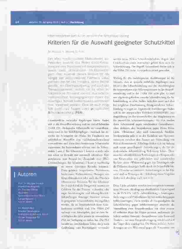 Vorschauseite 1: Kriterien für die Auswahl geeigneter Schutzkittel