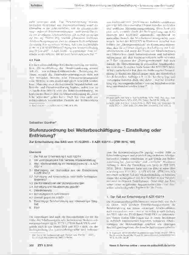 Vorschauseite 1: Stufenzuordnung bei Weiterbeschäftigung - Einstellung oder Entfristung?