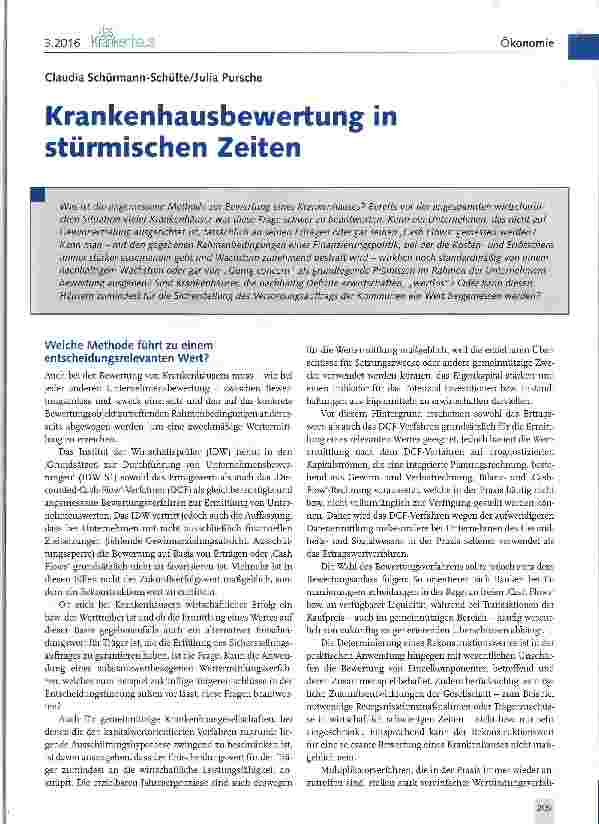 Vorschauseite 1: Krankenhausbewertung in stürmischen Zeiten