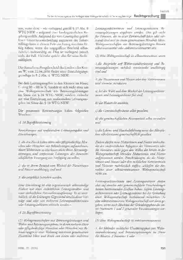 Vorschauseite 2: Zu den Anforderungen an das Vorliegen einer Wohngemeinschaft mit Betreuungsleistungen