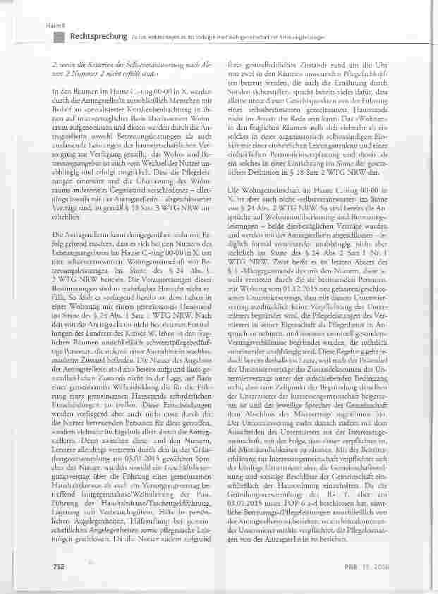Vorschauseite 3: Zu den Anforderungen an das Vorliegen einer Wohngemeinschaft mit Betreuungsleistungen