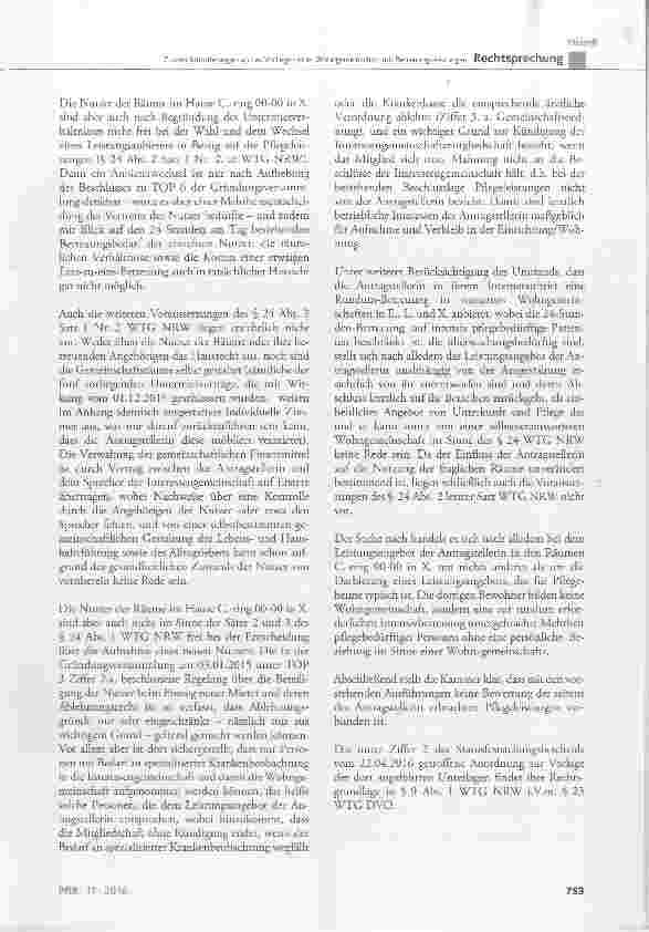 Vorschauseite 4: Zu den Anforderungen an das Vorliegen einer Wohngemeinschaft mit Betreuungsleistungen