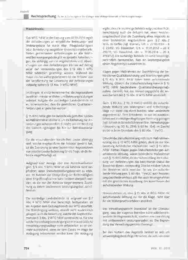 Vorschauseite 5: Zu den Anforderungen an das Vorliegen einer Wohngemeinschaft mit Betreuungsleistungen