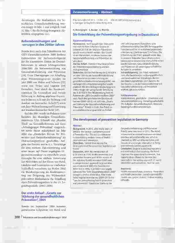 Vorschauseite 3: Die Entwicklung der Präventionsgesetzgebung in Deutschland