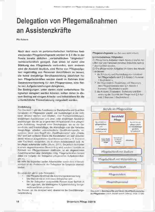 Vorschauseite 1: Delegation von Pflegemaßnahmen an Assistenzkräfte