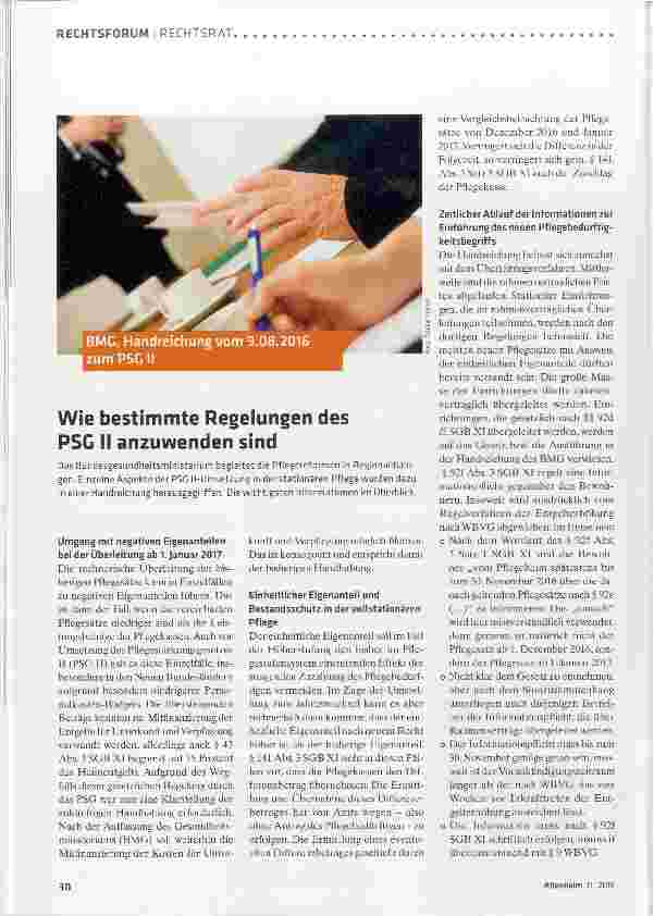Vorschauseite 1: Wie bestimmte Regeiungen des PSG II anzuwenden sind