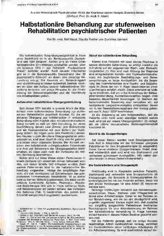 Vorschauseite 1: Halbstationäre Behandlung zur stufenweisen Rehabilitation psychiatrischer Patienten