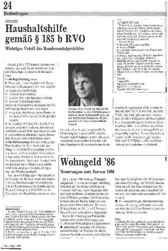 Vorschauseite 1: Haushaltshilfe gemäß Paragraph 185 b RVO