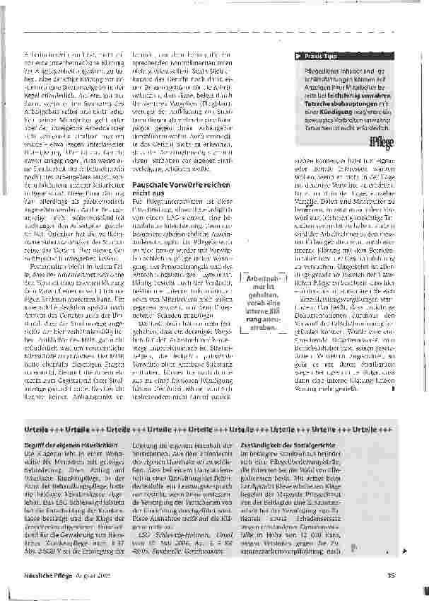 Vorschauseite 2: Urteil: Strafanzeige gegen Arbeitgeber kann fristlose Kündigung auslösen Substanzlose Vorwürfe