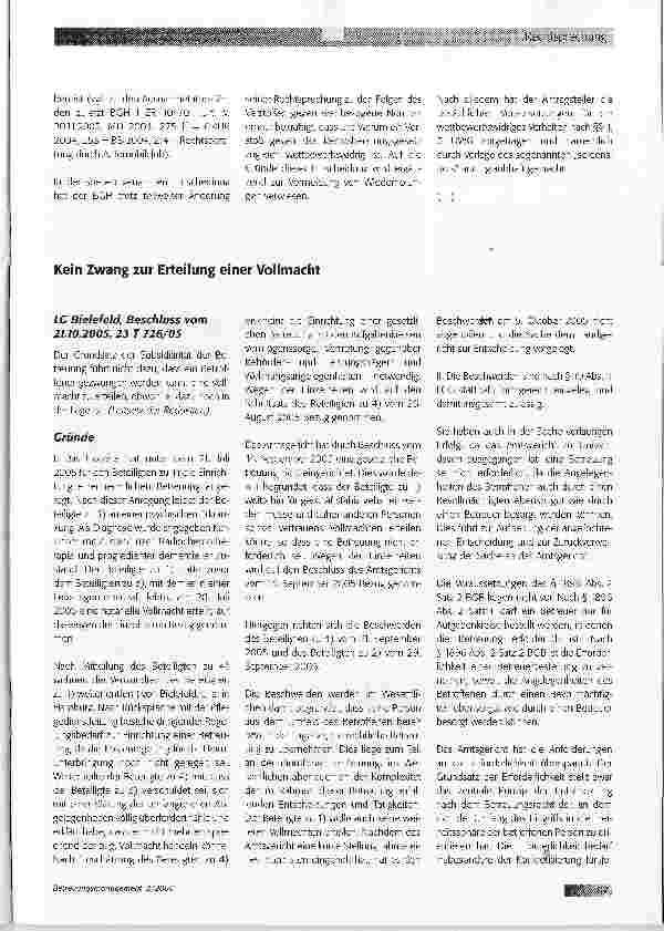 Vorschauseite 1: Kein Zwang zur Erteilung einer Vollmacht