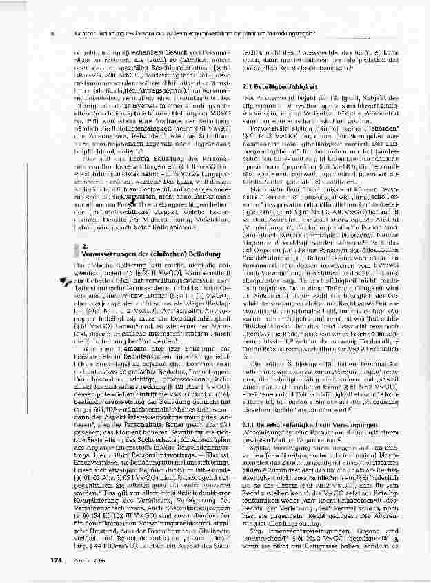 Vorschauseite 2: Kann und darf der Personalrat zu Beamtenrechtsverfahren beigeladen werden, in denen auch um Mitwirkungsregeln gestritten wird?