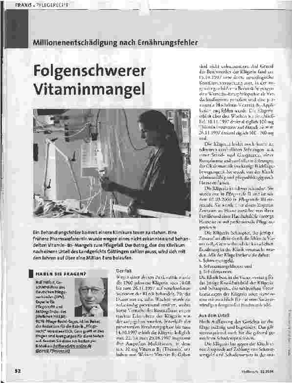 Vorschauseite 1: Folgenschwerer Vitaminmangel