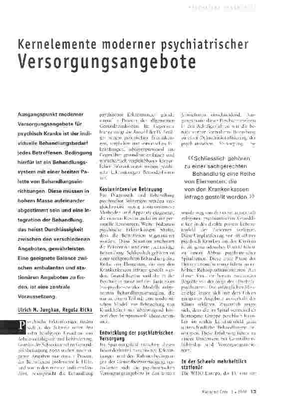 Vorschauseite 1: Kernelemente moderner psychiatrischer Versorgungsangebote