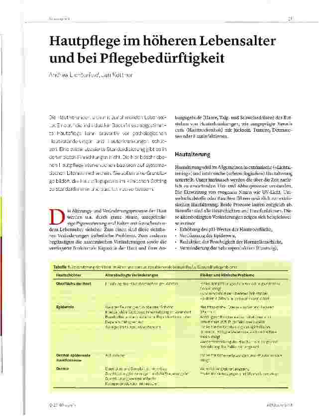Vorschauseite 1: Hautpflege im höheren Lebensalter und bei Pflegebedürftigkeit