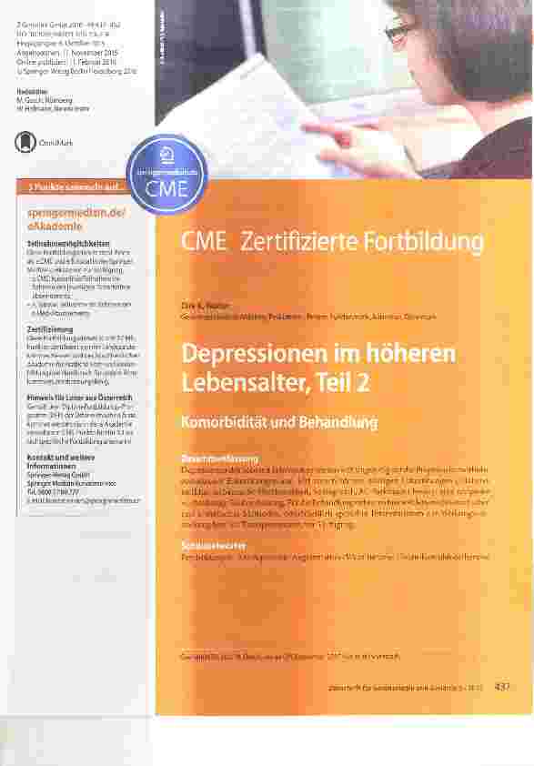 Vorschauseite 1: Depressionen im höheren Lebensalter, Teil 2