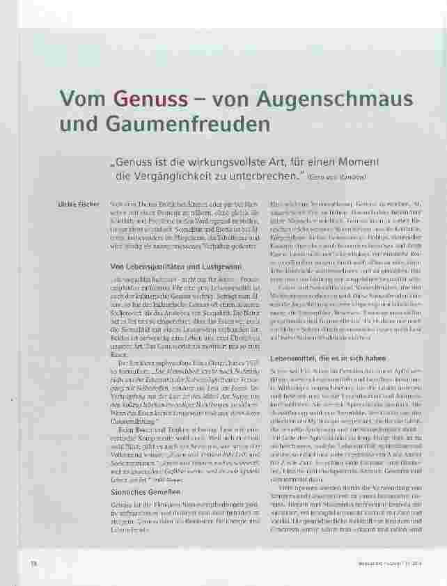 Vorschauseite 1: Vom Genuss von Augenschmaus und Gaumenfreuden