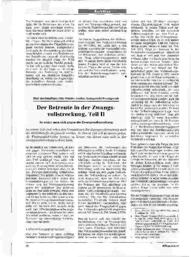 Vorschauseite 1: Der Betreute in der Zwangsvollstreckung, Teil IISo wehrt man sich gegen die Zwangsvollstreckung