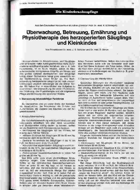 Vorschauseite 1: Überwachung, Betreuung, Ernährung und Physiotherapie des herzoperierten Säuglings und Kleinkindes