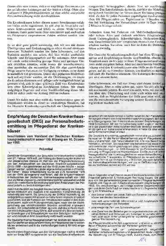Vorschauseite 2: DKG-Empfehlung zur Personalbedarfsermittlung im Pflegedienst der Krankenhäuser