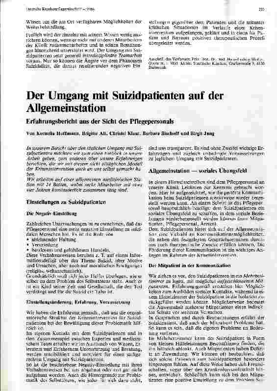 Vorschauseite 4: Betreuung von Suizidpatienten im Allgemeinkrankenhaus