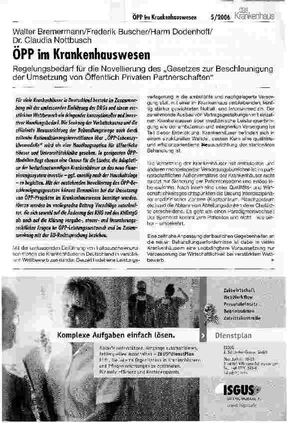 Vorschauseite 1: ÖPP im Krankenhauswesen