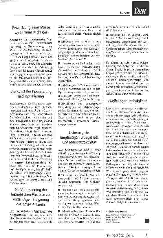Vorschauseite 4: Alarm: Europas Kliniken müssen Überlebensfähigkeit sichernEine europaweite Studie