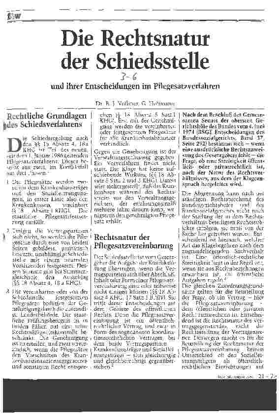 Vorschauseite 1: Die Rechtsnatur der Schiedstelle Und ihrer Entscheidungen im Pflegesatzverfahren
