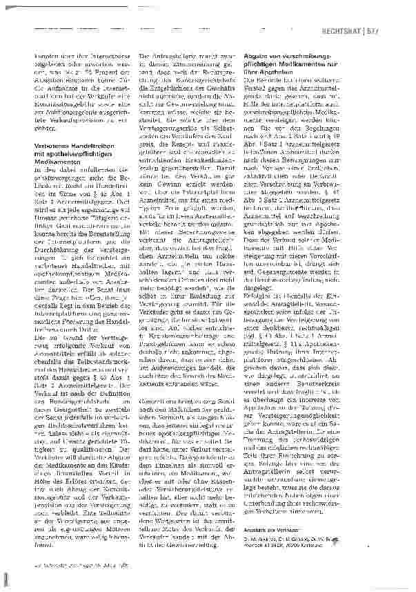 Vorschauseite 2: E-CommerceInternetauktion apothekenpflichtiger Arzneimittel untersagt