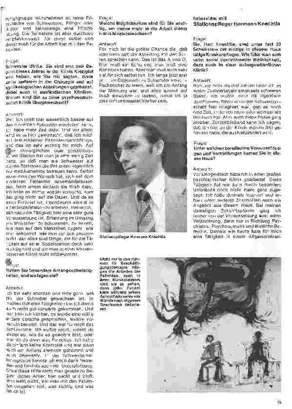 Vorschauseite 1: Die Psychosomatische Klinik Kinzigtal in Gengenbach/Schwarzwald Interview mit Stationspfleger Hermann Knechtle