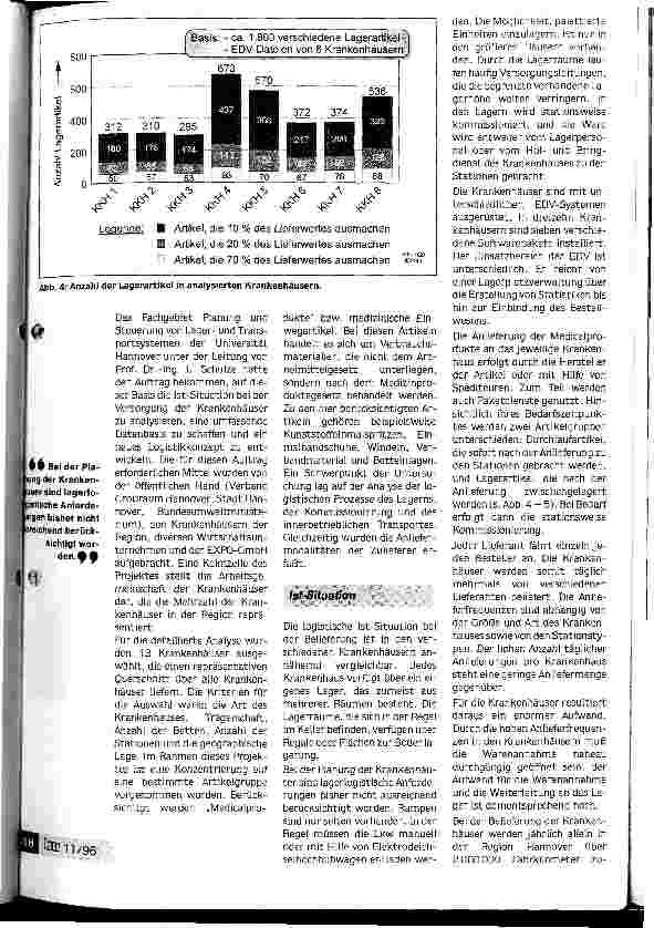 Vorschauseite 3: Neue Wege in der Versorgungslogistik für Krankenhäuser Uni Hannover entwickelt Konzepte zum Outsourcing logistischer Leistungen