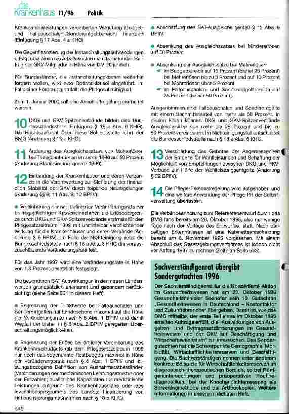 Vorschauseite 2: Gesetzgebung: Perspektiven ab 1997 BMG legt Entwurf für 2. GKV-Neuordnungsgesetz vor