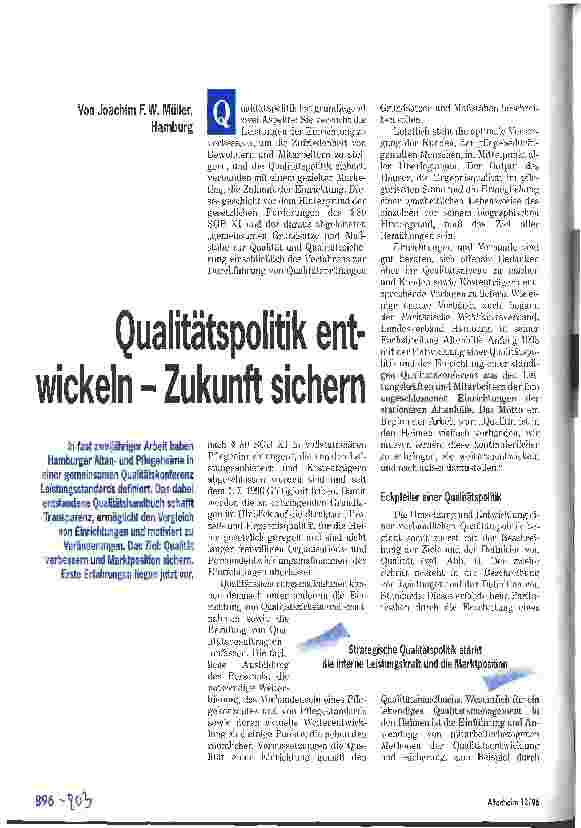 Vorschauseite 1: Qualitätspolitik entwickeln - Zukunft sichern