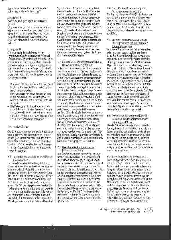 Vorschauseite 5: Wie erleben Patienten die Isolation im Krankenhaus aufgrund einer Infektion oder Kolonisation mit MRSA? *