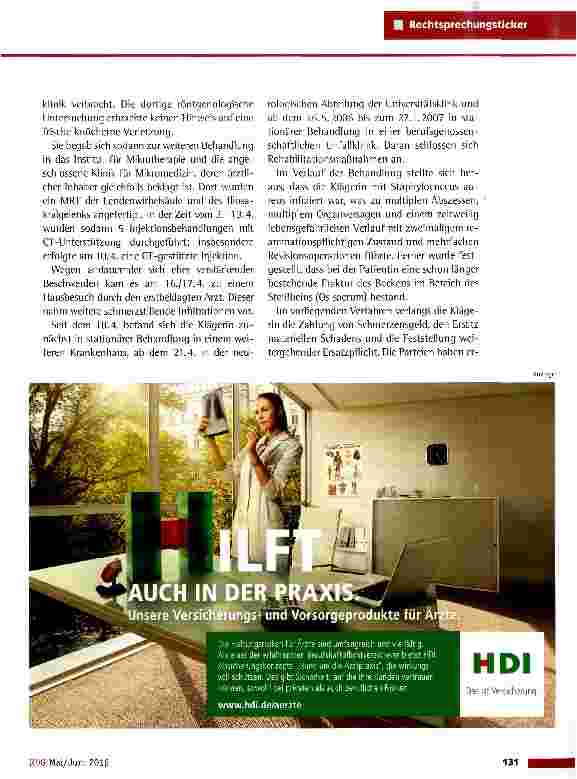 Vorschauseite 2: Fehlbehandlung bei verkannter Steißbeinfraktur OLG Hamm vom 4.12.2015 (26 U 33/14)