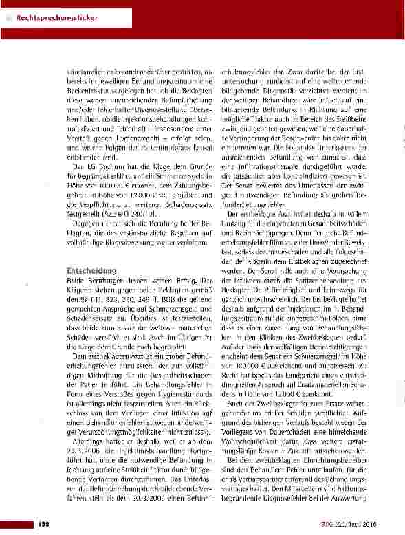 Vorschauseite 3: Fehlbehandlung bei verkannter Steißbeinfraktur OLG Hamm vom 4.12.2015 (26 U 33/14)