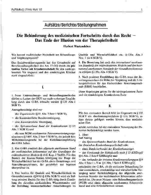 Vorschauseite 1: Die Behinderung des medizinischen Fortschritts durch das Recht Das Ende der Illusion von der Therapiefreiheit