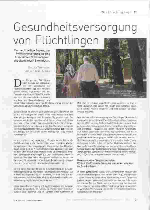 Vorschauseite 1: Gesundheitsversorgung von Flüchtlingen