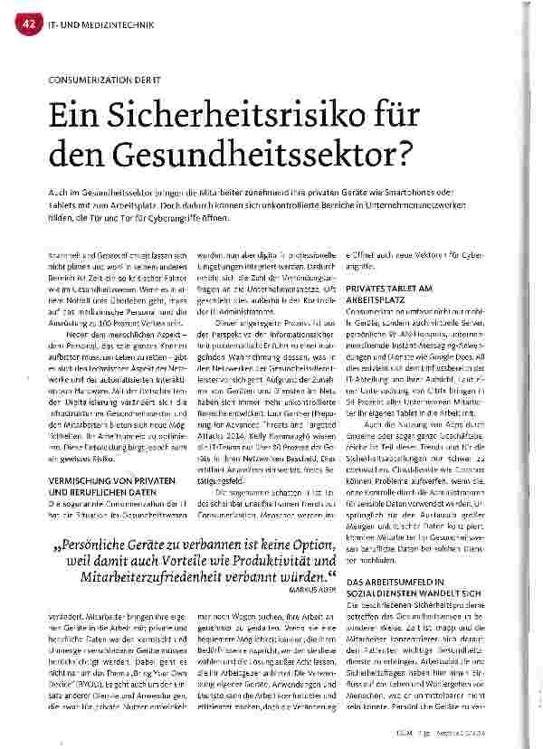 Vorschauseite 1: Ein Sicherheitsrisiko für den Gesundheitssektor?