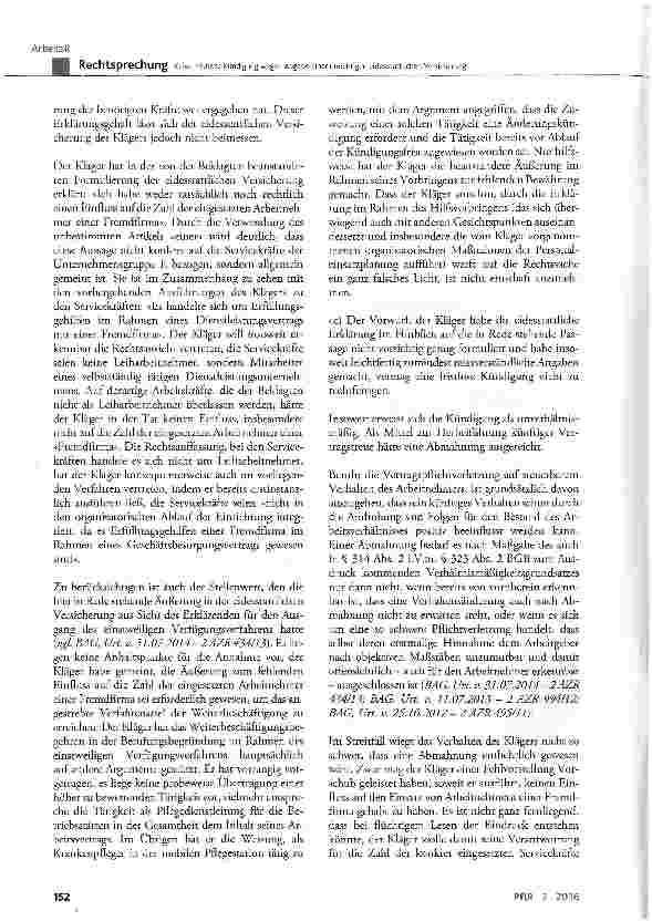 Vorschauseite 6: Keine fristlose Kündigung wegen Abgabe einer unrichtigen eidesstattlichen Versicherung