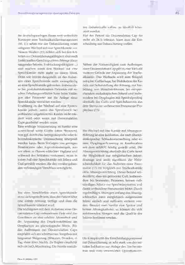Vorschauseite 3: Dekanülierungsmanagement bei dysphagischen Patienten