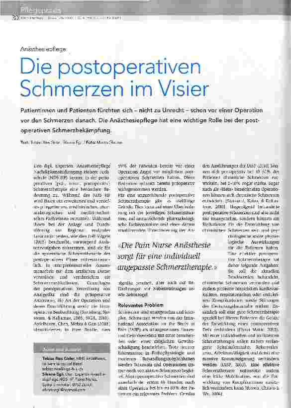 Vorschauseite 1: Die postoperativen Schmerzen im Visier