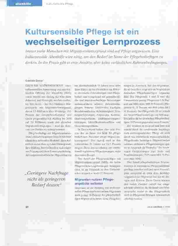 Vorschauseite 1: Kultursensible Pflege ist ein wechselseitiger Lernprozess