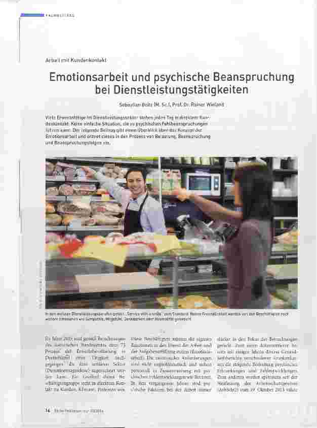 Vorschauseite 1: Emotionsarbeit und psychische Beanspruchung bei Dienstleistungstätigkeiten