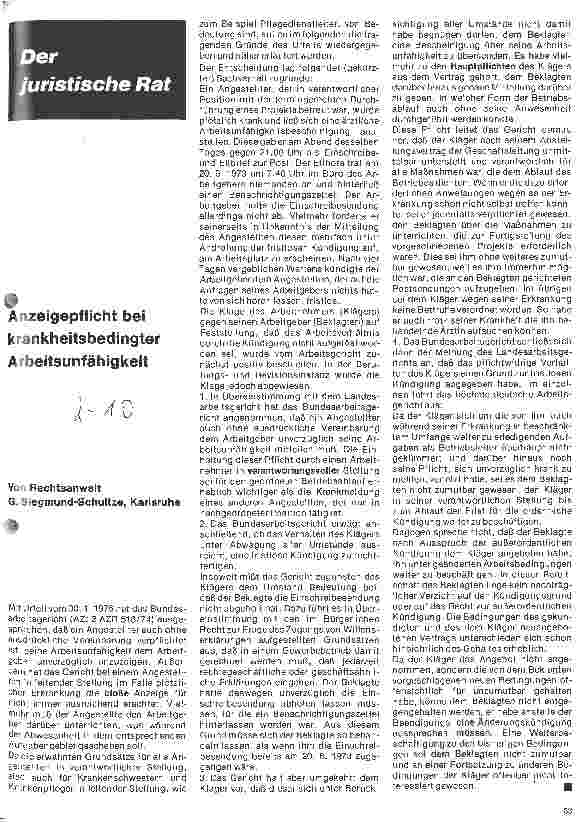 Vorschauseite 1: Anzeigepflicht bei krankheitsbedingter Arbeitsunfähigkeit