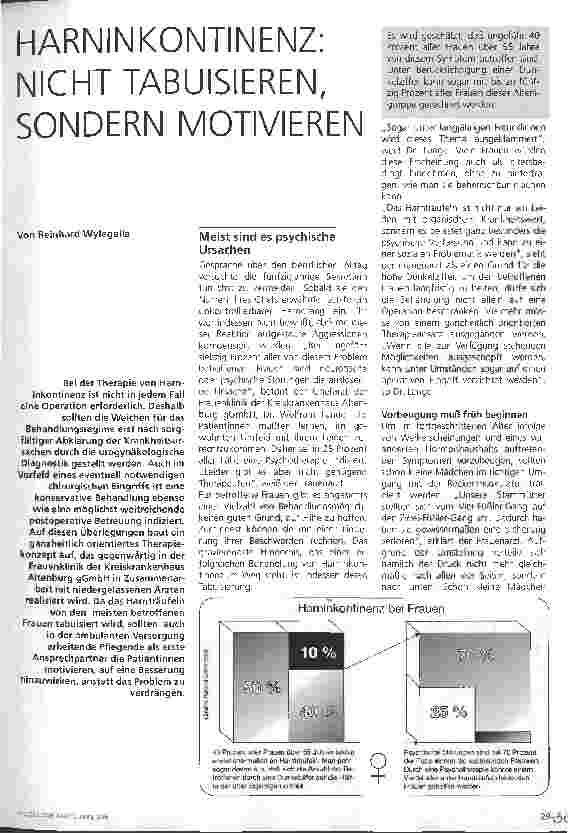 Vorschauseite 1: Harninkontinenz: nicht tabuisieren, sondern motivieren