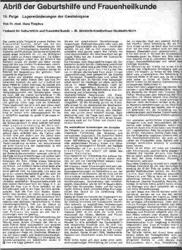 Vorschauseite 1: Abriß der Geburtshilfe und Frauenheilkunde 10. Folge: Lageveränderungen der Genitalorgane